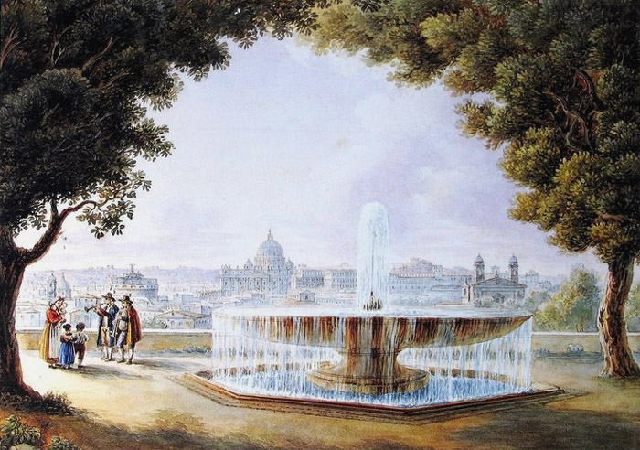 Giovanni Riveruzzi,Vue sur Rome de la Villa Medicis (environ 1830-1930)